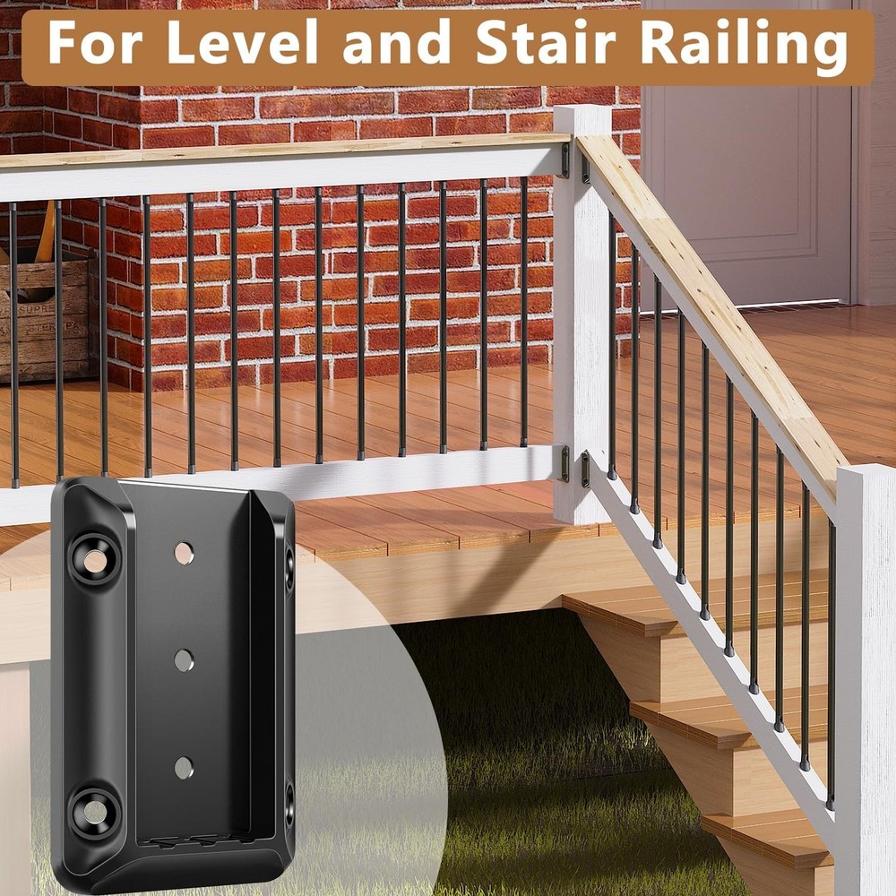 Unique Drainage Brackets: 6 PCS 2x4 Deck Railing Connectors for Lasting Security