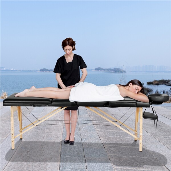 Portable Massage Table Height Adjustable Salon Spa Bed Lashing Table 3 Folding