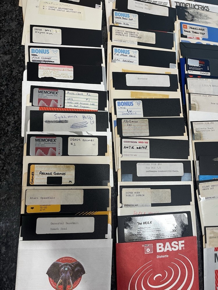 5.25" floppy disk lot 101 diskette @Mostly games@ Partially Tested Atari