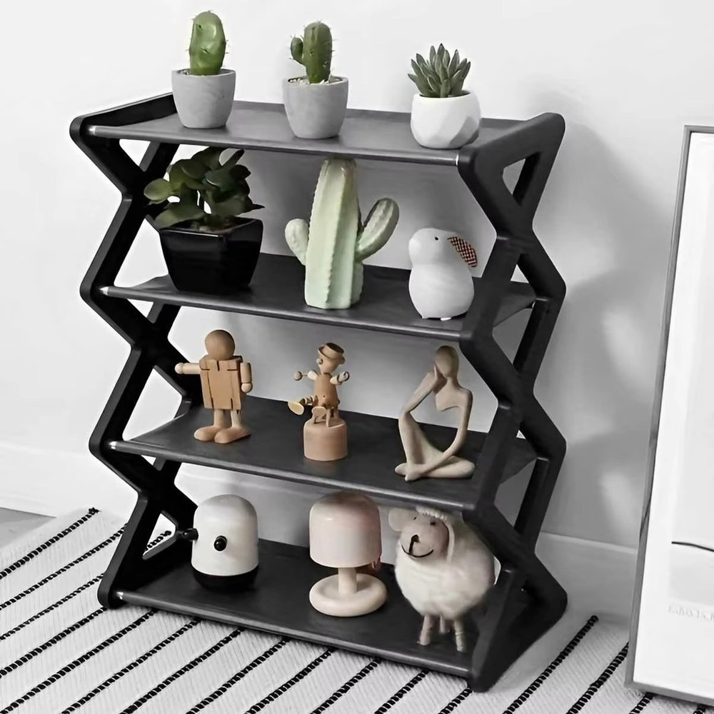 4 Tier Shoe Rack, Narrow Stackable Shoe Storage Organizer Shelf