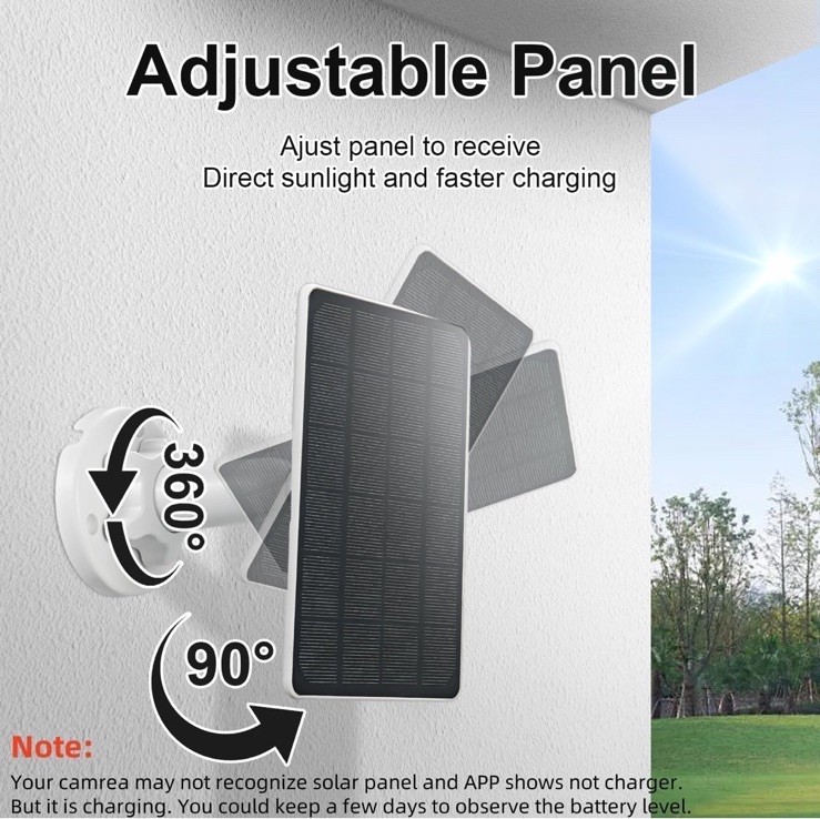 Solar Panel for Ring Doorbell, 5W Charger Compatible White