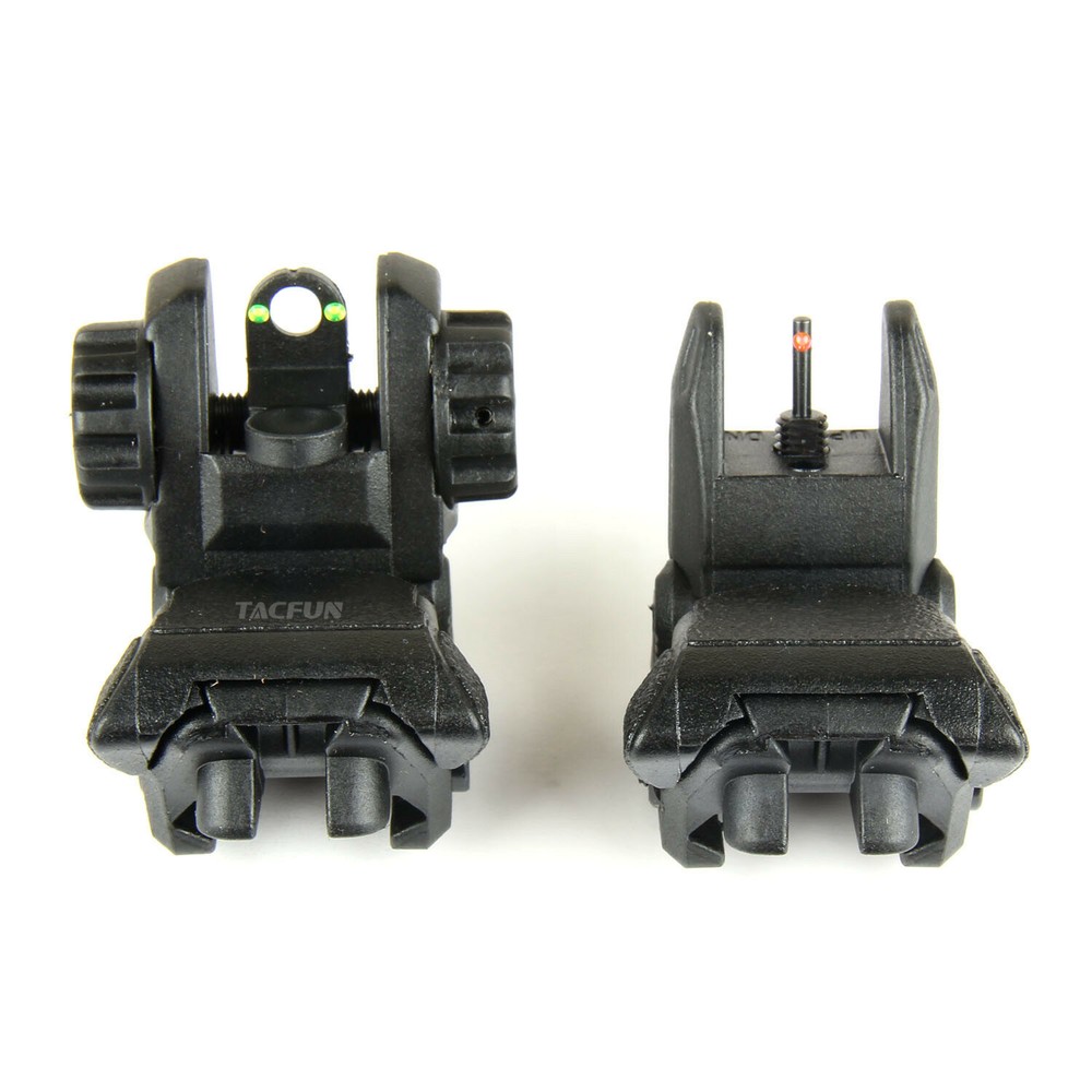 Fiber Optic Polymer Flip Up Folding Auto Deploy Front & Rear BUIS Back Up Sight