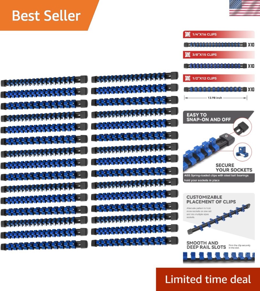 Space-Saving 30 PC Socket Organizer with Durable ABS Clips for Maximum Capacity