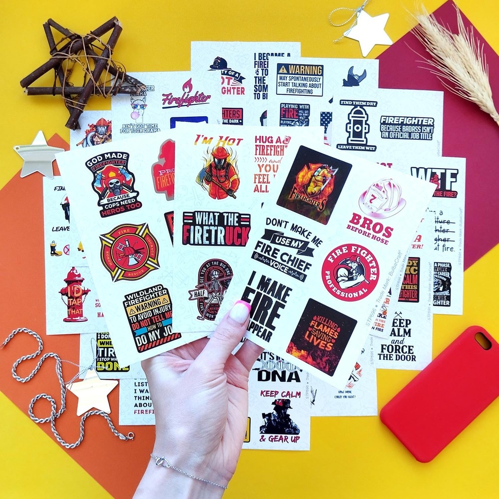 100Pcs Funny Firefighter Stickers - Fireman &