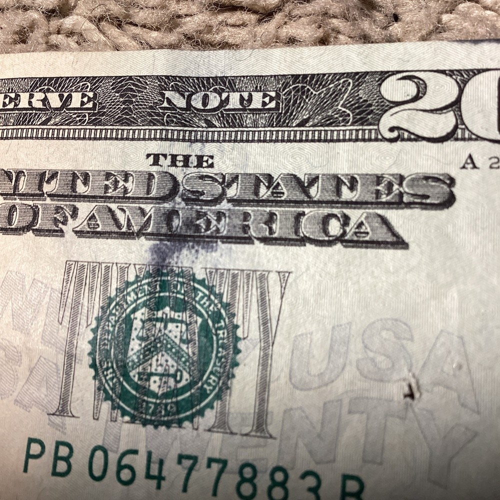 20 Dollar Bill Error, 20$ Ink Error 2017 PB06477883