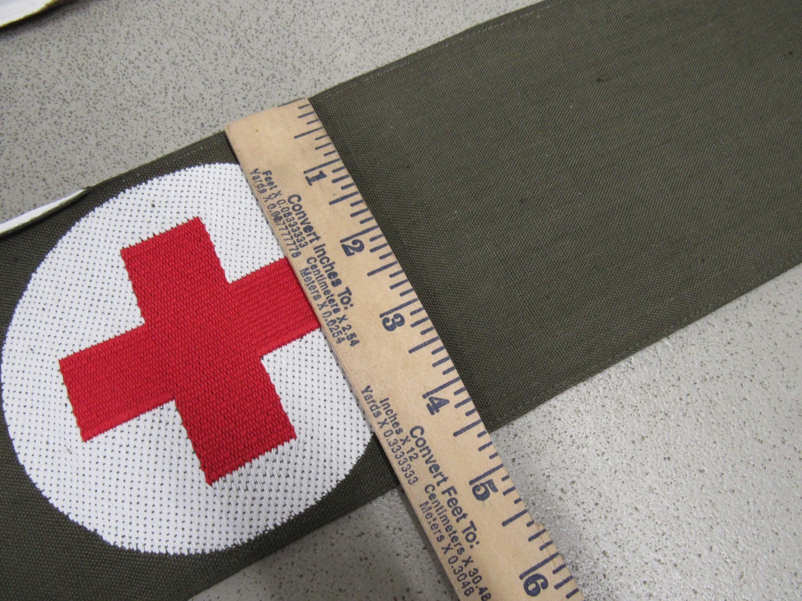 West German Red Cross Armband Cloth OD White Reversible Medic 1960s NOS