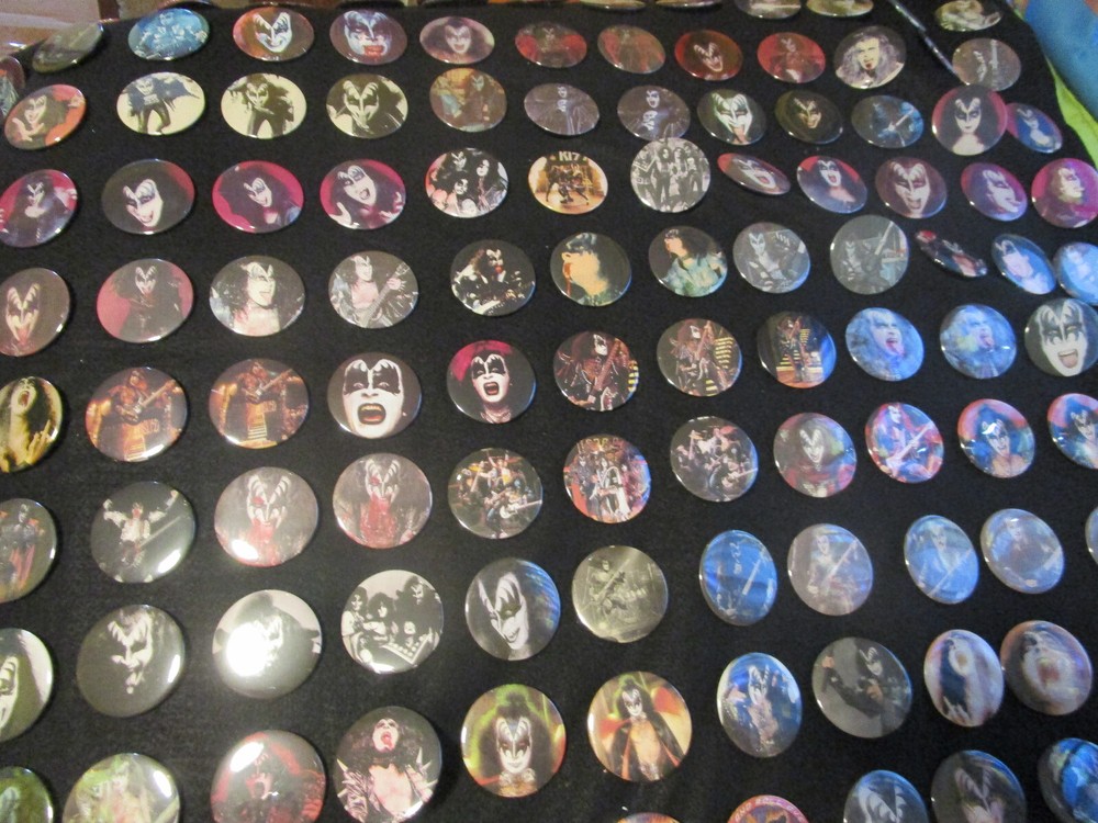 Gene Simmons KISS pinback photo buttons random choice (eight pins per purchase)