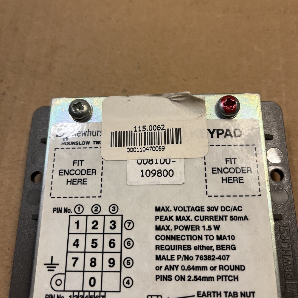 Dewhurst Keypad MA10 Numeric Keyboard From Luke