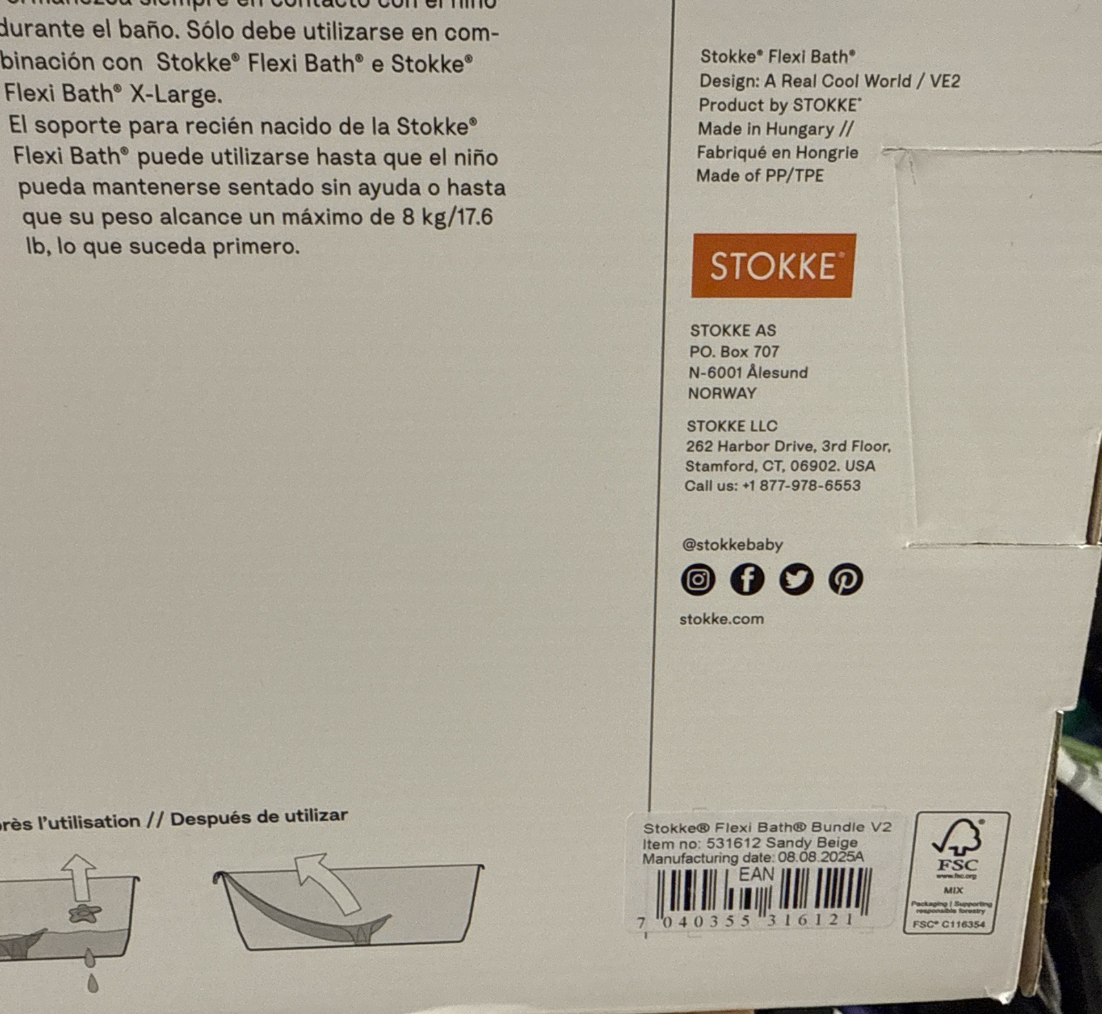 Stokke Flexi Bath Bundle, Sandy Beige - Foldable Baby Bathtub + Newborn Support