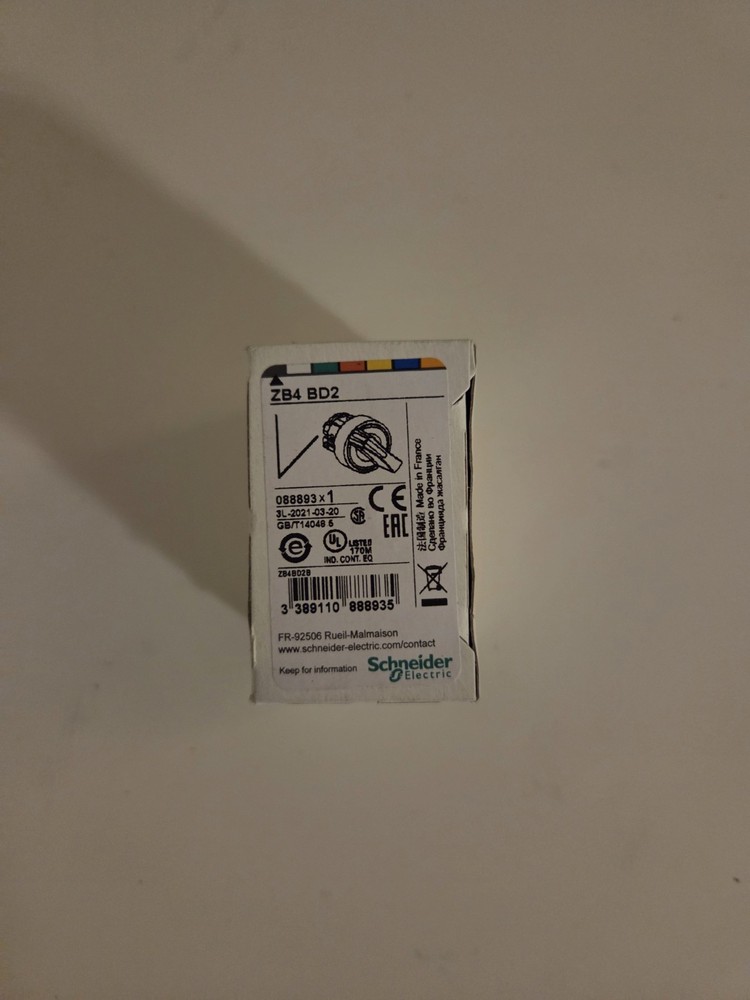 Harmony, 22 mm Push Button, selector switch operating head, 2 position, ZB4 BD2