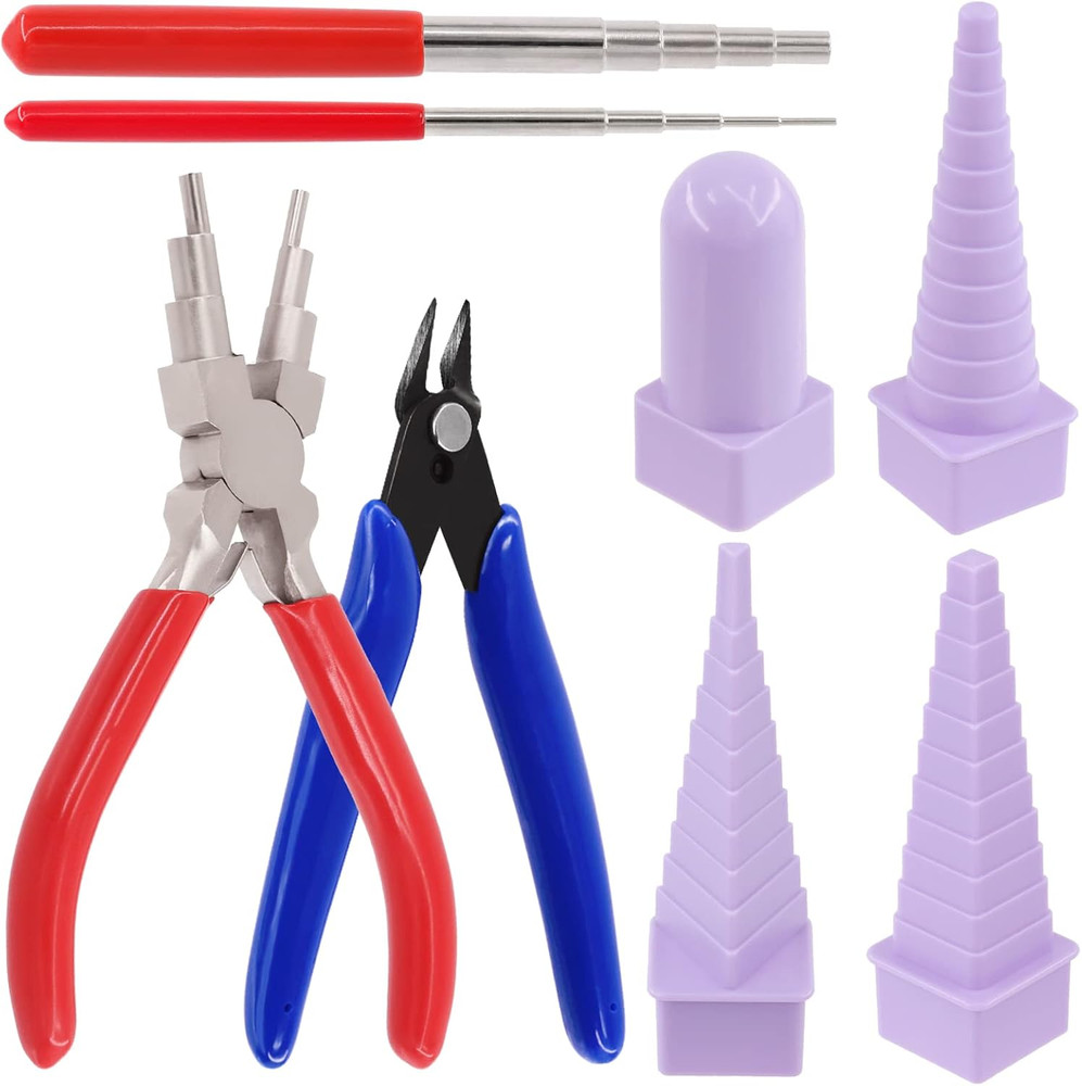 8Pcs Wire Looping Tool Set Including Wire Looping Mandrel, 6 in 1 Bail Making Pl