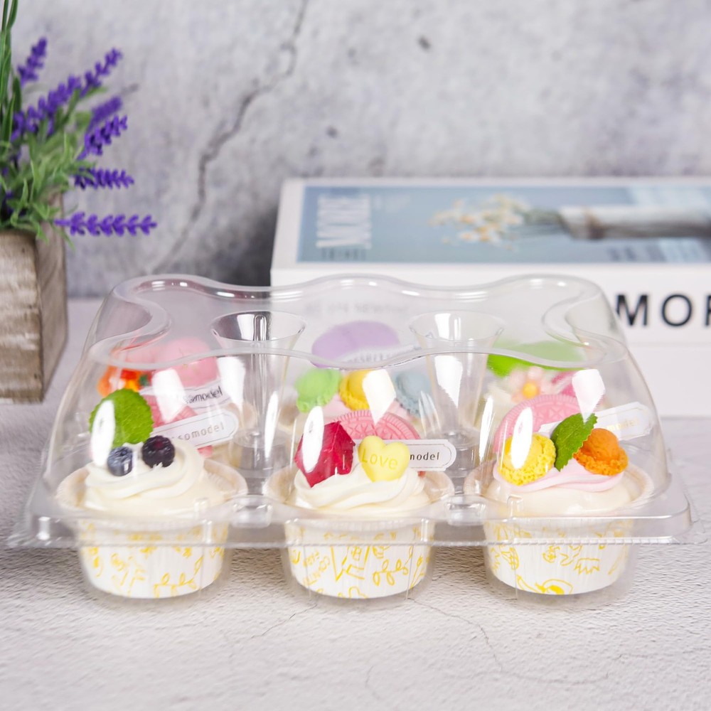 6 Count Cupcake Containers 45 Pack Holders Clear Plastic Stackable Boxes