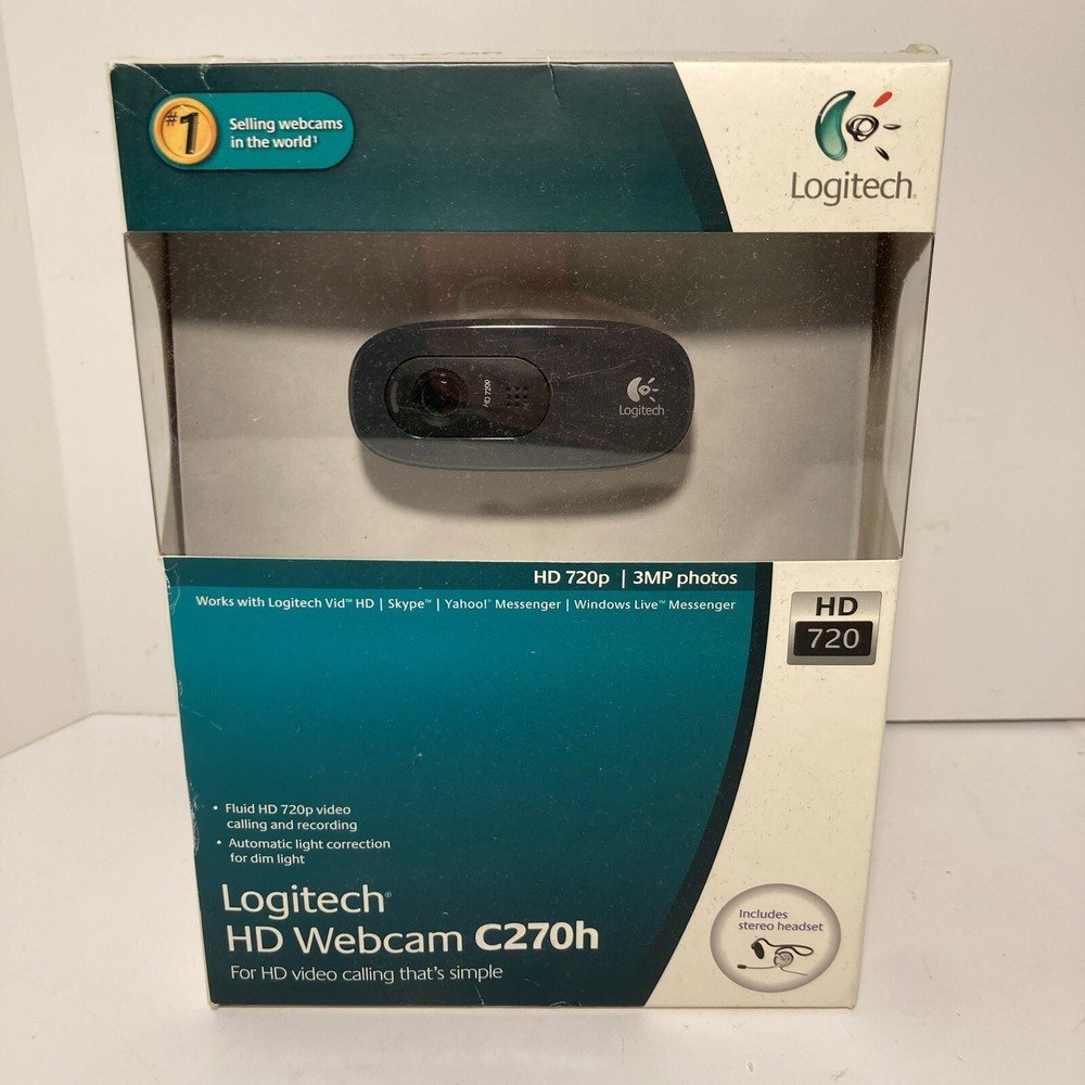 Logitech HD Webcam C270h Headset Built in Microphone Computer PC Video Camera