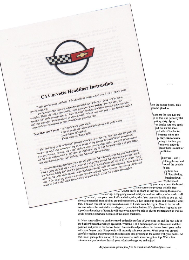 Corvette Headliner / Backer Board Combo C4 * 1984-1996