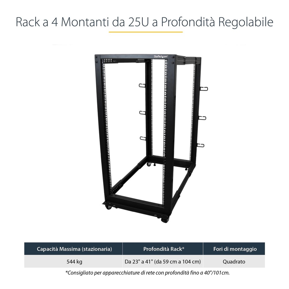 25U Adj Depth 4 Post Rack