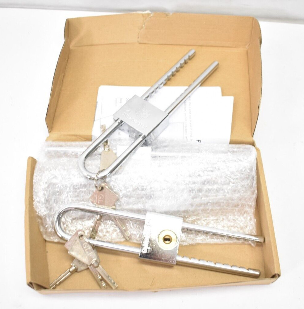 Photect 4 Piece Long Shackle Padlocks w Keys 2" Waterproof Solid Brass Silver