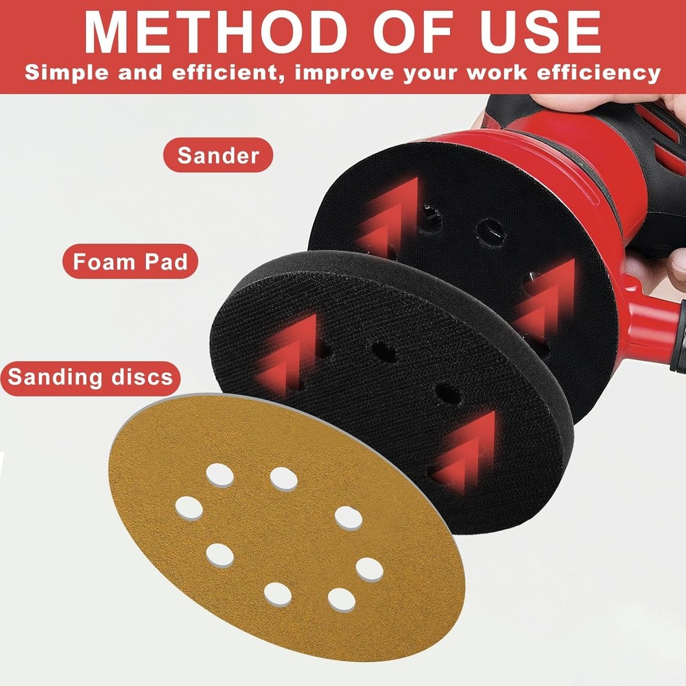 2Pack 5in Hook Loop Soft Foam Cushion Interface Buffer Sanding Pad 125MM 8-H Pad