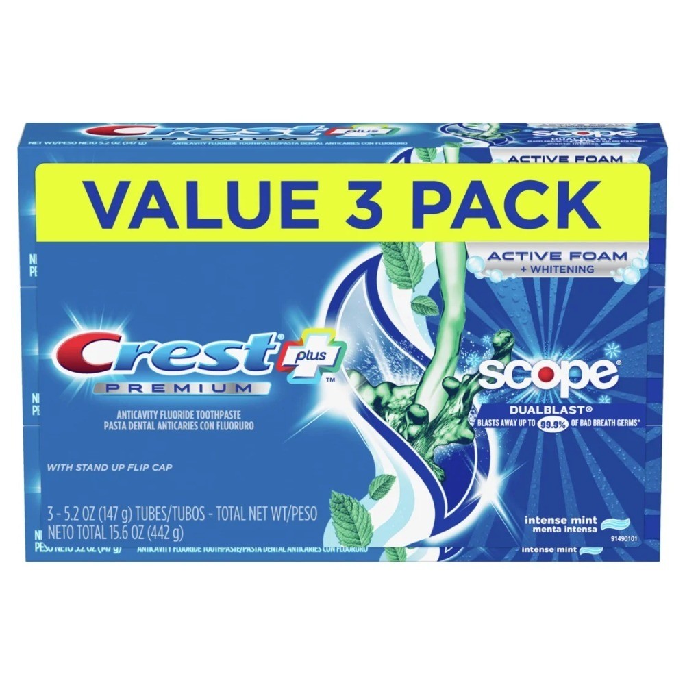 Premium Plus Scope Blast Toothpaste, Mint, 5.2 oz, 3 Pack