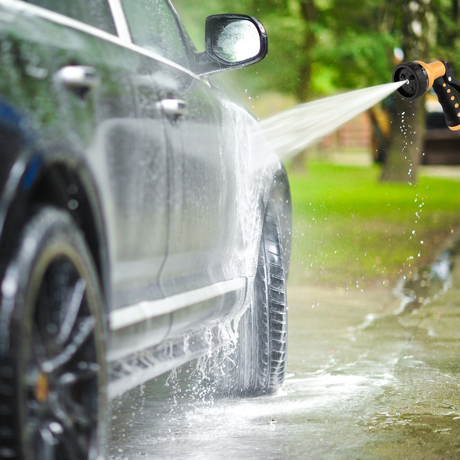 Heavy Duty Garden Hose Nozzle – 7 Spray Patterns, Leakproof, Car, Lawn, Pets