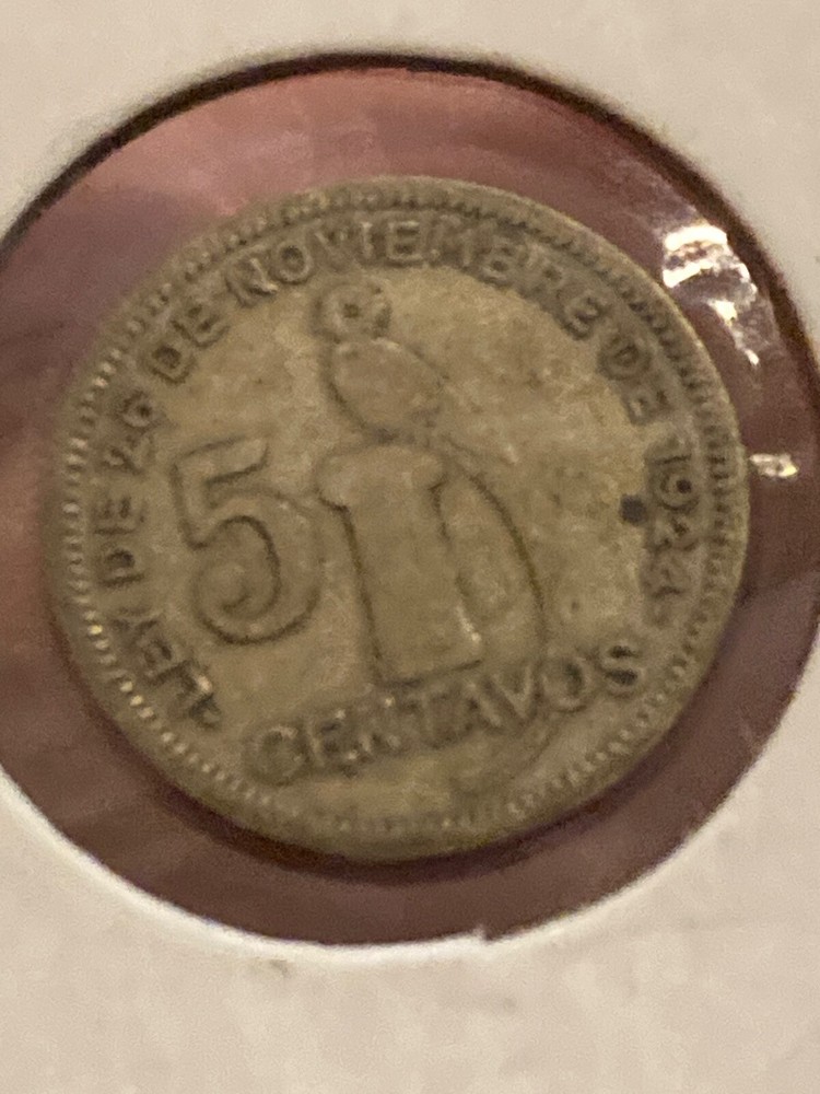 Guatemala, Silver 5 Centavos, 1932, toned