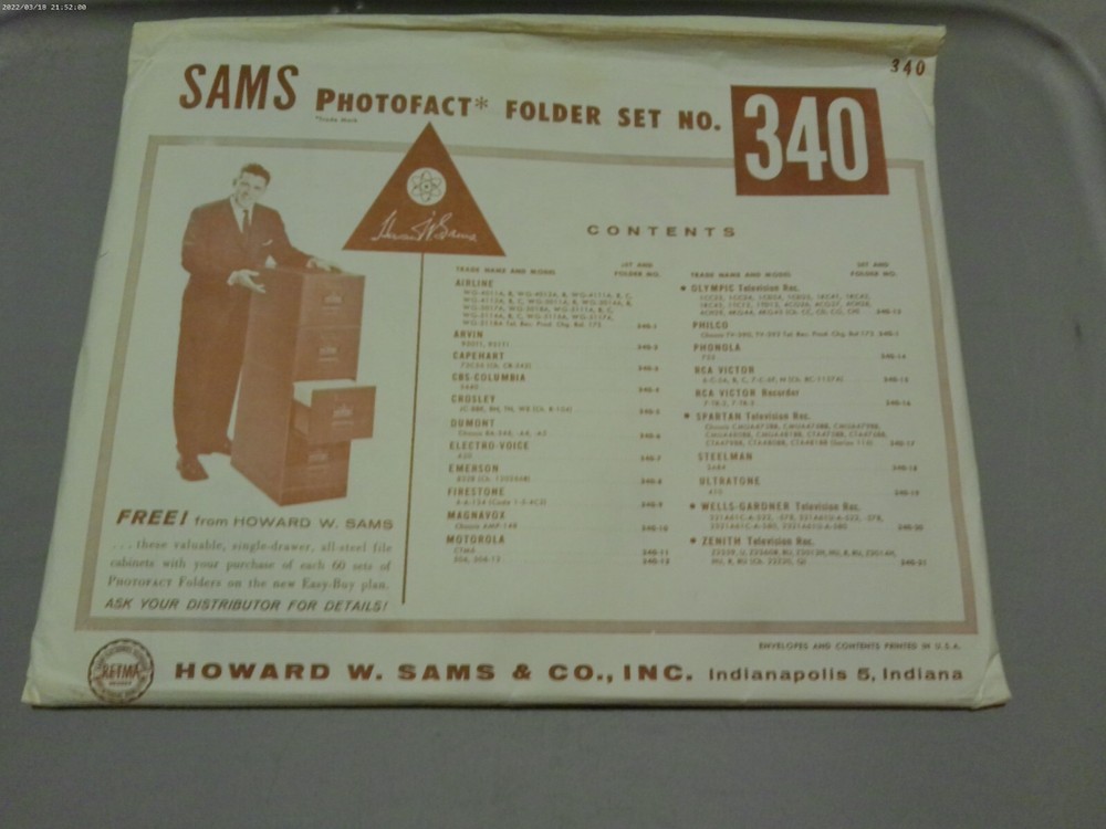 SAMS PHOTOFACT FOLDER SET NO.340
