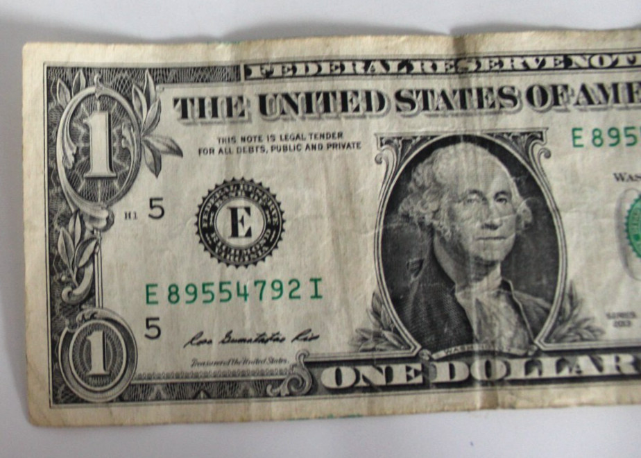Stamp Error Note Fancy Serial Number One Dollar Bill E89554792I Two Pairs