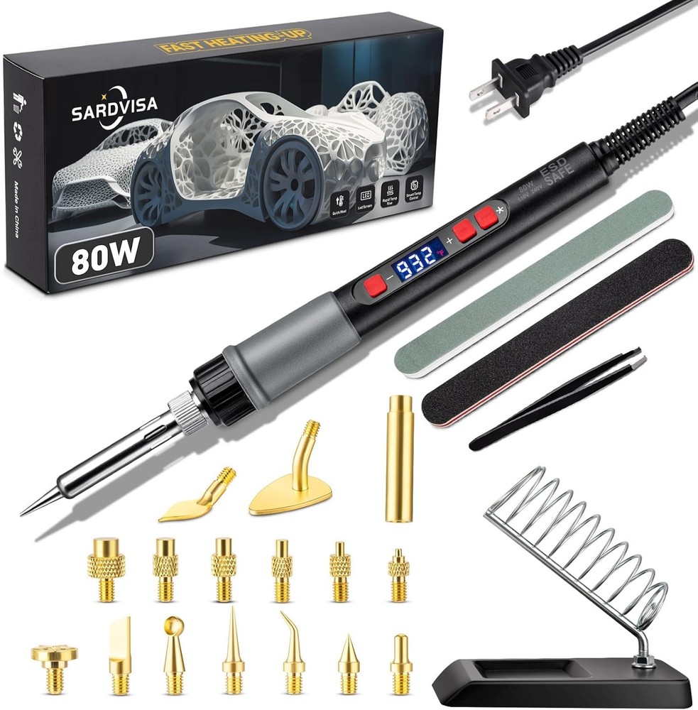 21-in-1 3D Printer Smoothing Tool Kit 80W LCD Digital Adjustable Temperature