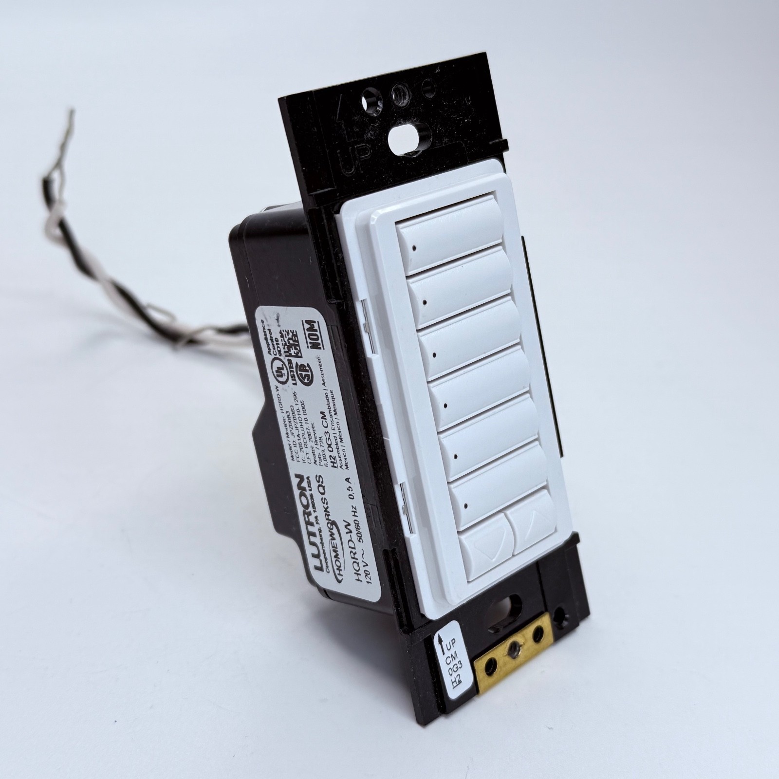 Lutron Homeworks QS HQRD-W6BRL-WH 6 Button Keypad w/ Raise Lower - White