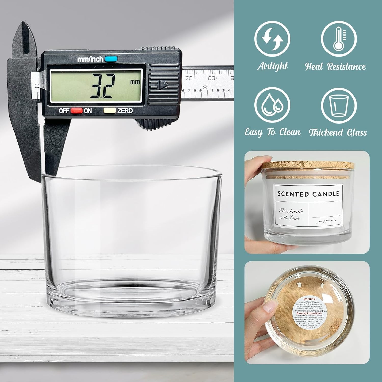 16oz Candle Jars 6 Pack - 3 Wick Large Empty Clear Glass Candle Making Vessels