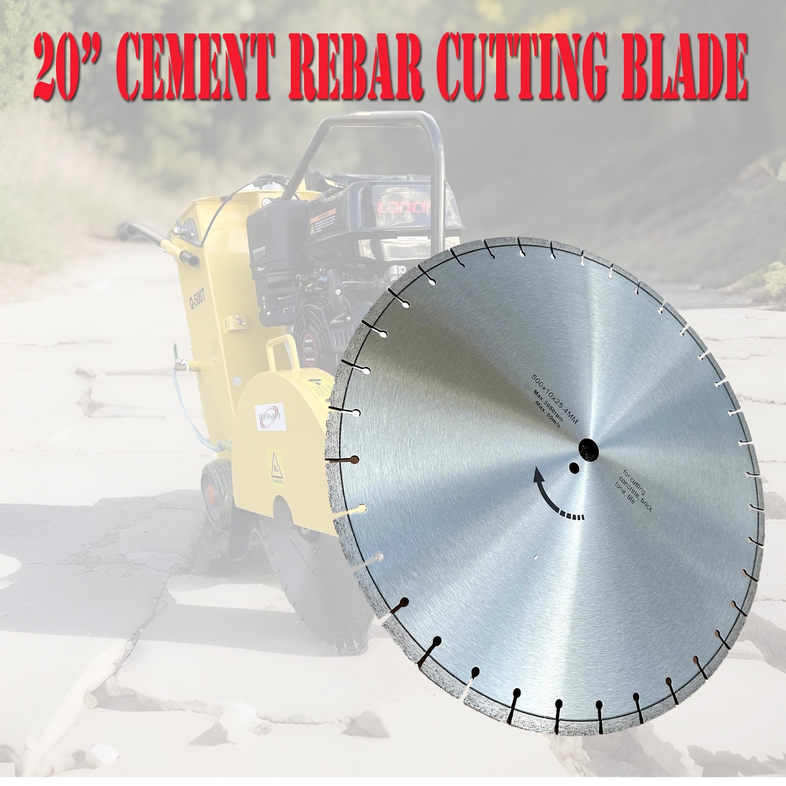 20" Diamond Saw Blade 36 Segment 4 Cutting Asphalt Concrete Cement Rebar Paver