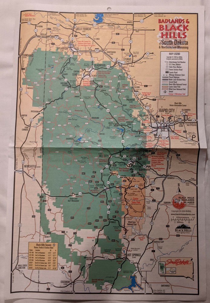 Badlands and Black Hills 2004 Map