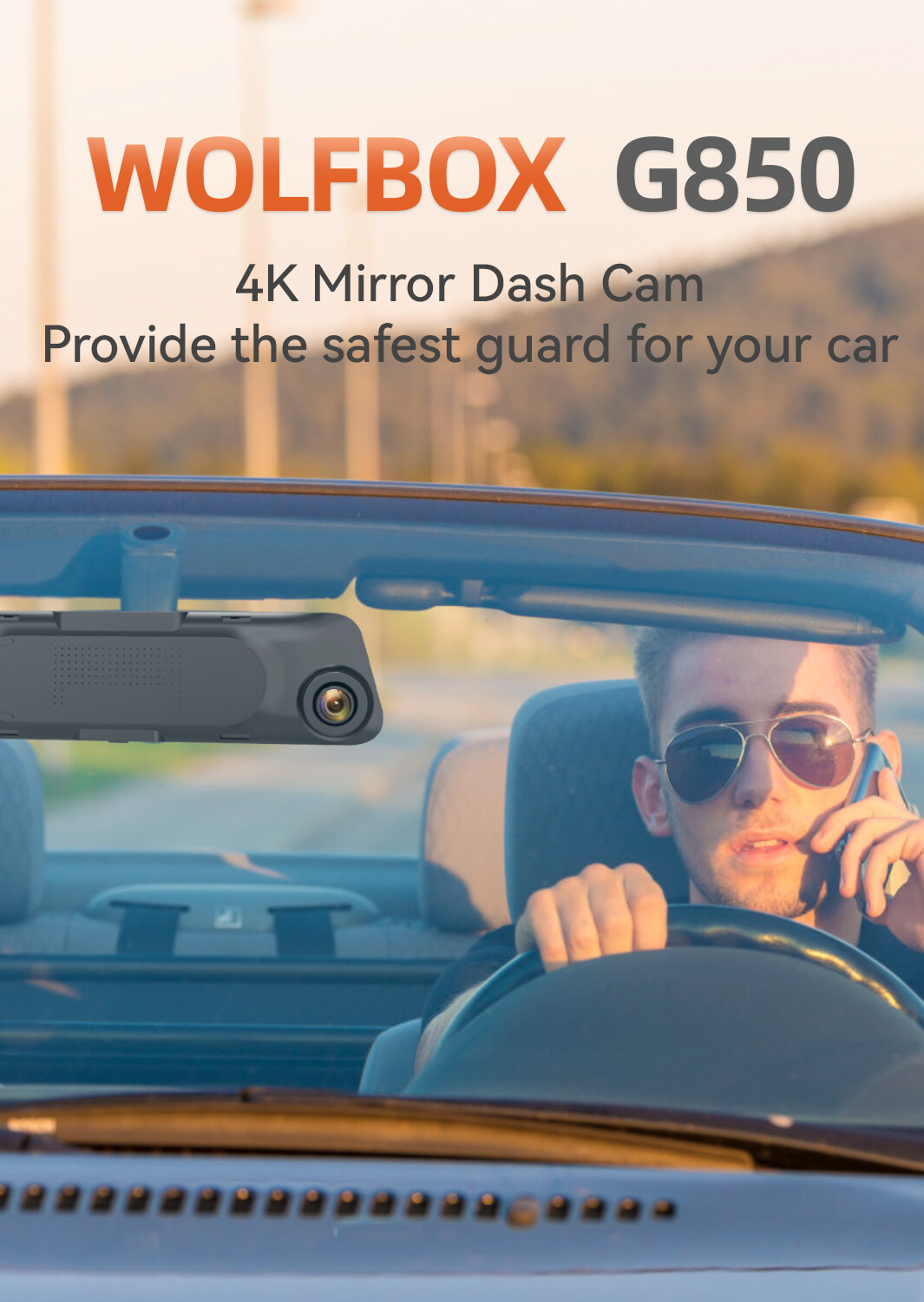 WOLFBOX 4K Mirror Dash Cam12'' Dual Dash Cameras Parking Monitoring 32GB SD