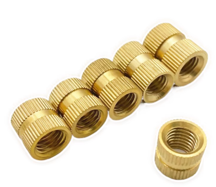 M6 Through Hole Brass Injection Nuts Pre-Embedded Knurled Nut 8.3mm OD