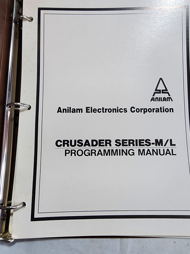 Anilam Crusader Series M/L Programming Manual