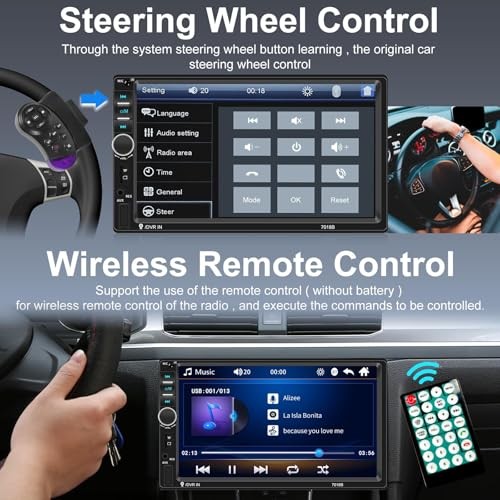 Double Din Car Stereo with Bluetooth and Wired Mirror Link + Multiple UI
