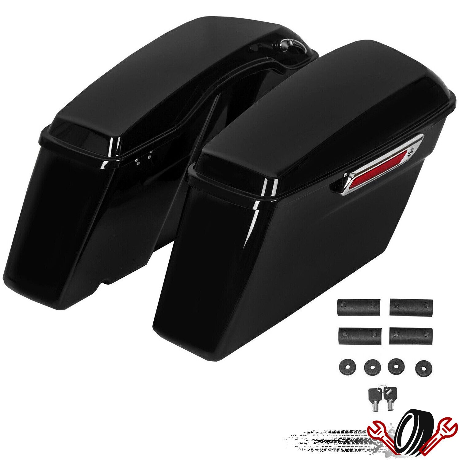 For Harley Touring Road Electra Glide 93-13 Black Hard Saddlebags Saddle Bags