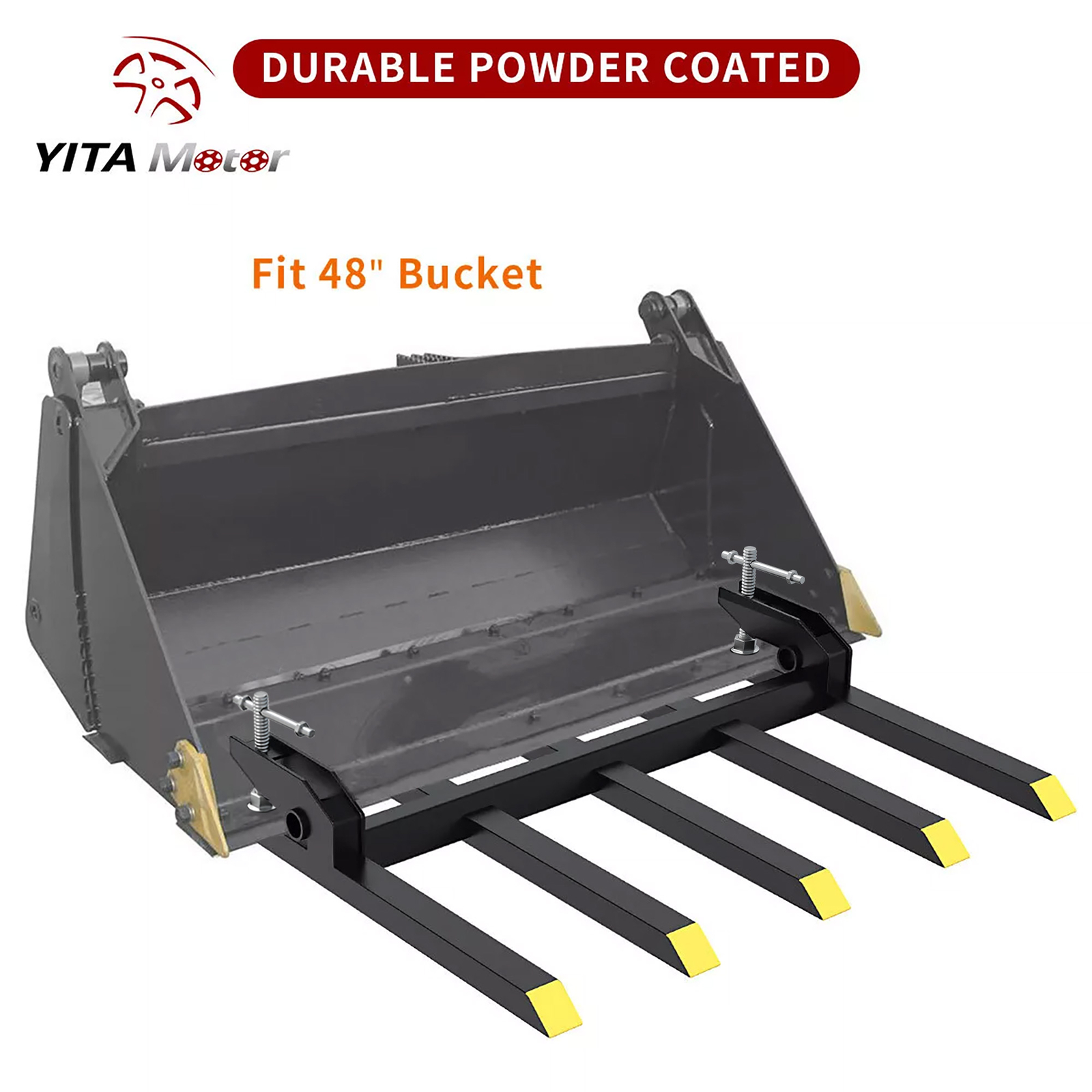 42" Clamp on Debris Pallet Fork for Tractor Skid Steer Buckets Attachment 2500lb