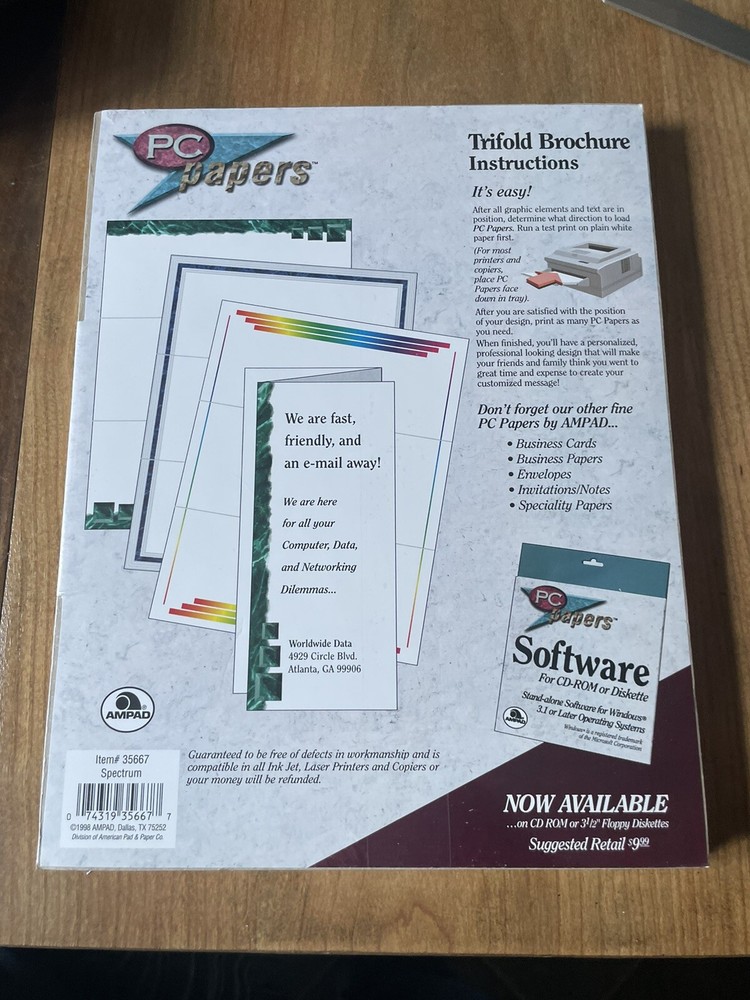 Vintage PC Papers Tri-Fold Computer Printer Paper
