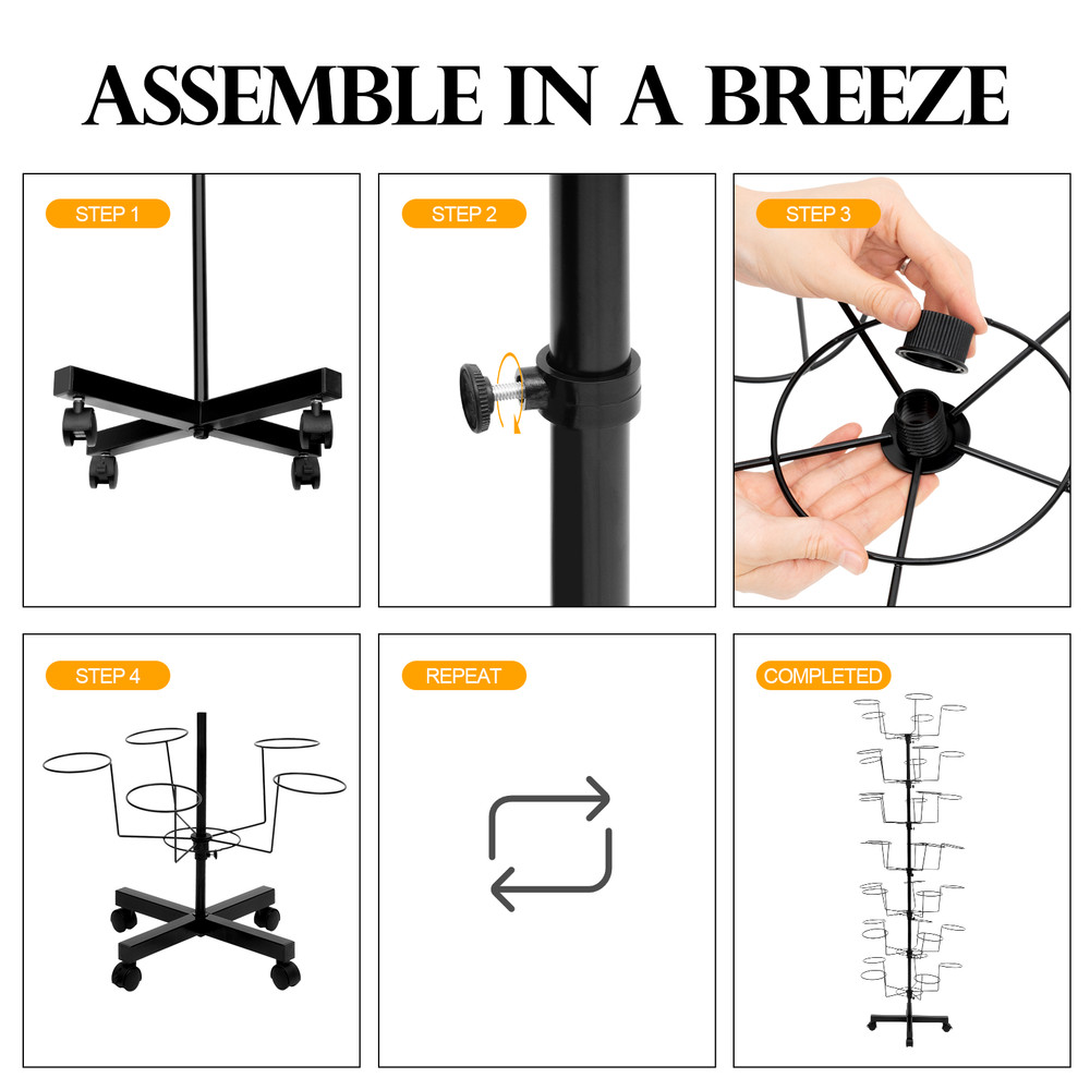 7 Layers 35 Hooks Rotating Display Stand Hat Rack Shop Display Spin Rack NEW