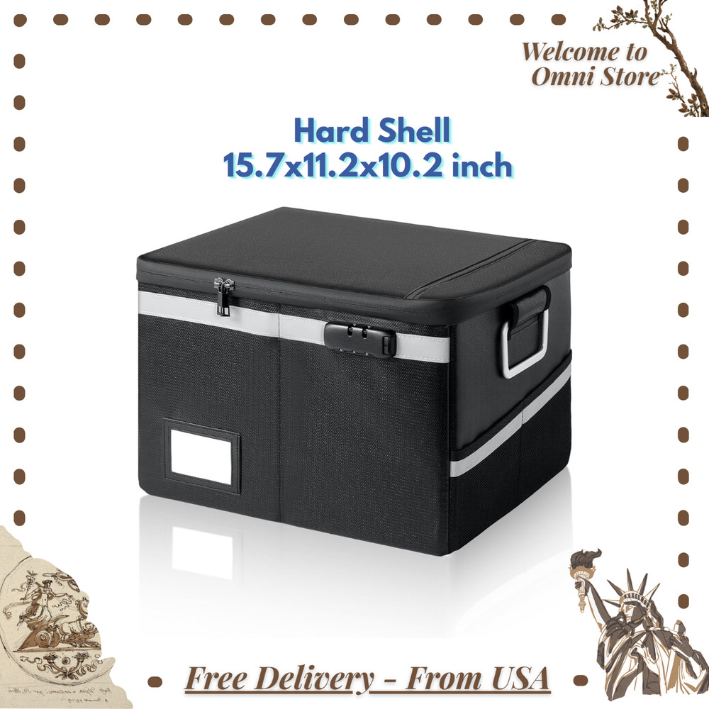 Fireproof Waterproof Document Box with Lock Collapsible Portable