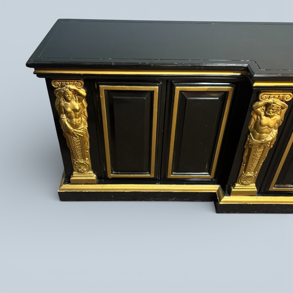 Large Vintage Renaissances Style Ebonized Sideboard