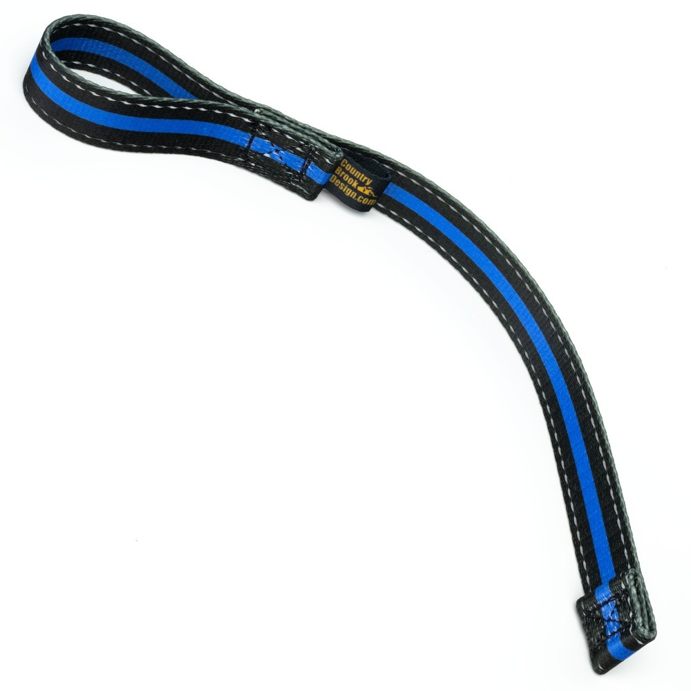 Country Brook Design®Thin Blue Line Winch Hook Pull Strap w Reflective Polyester