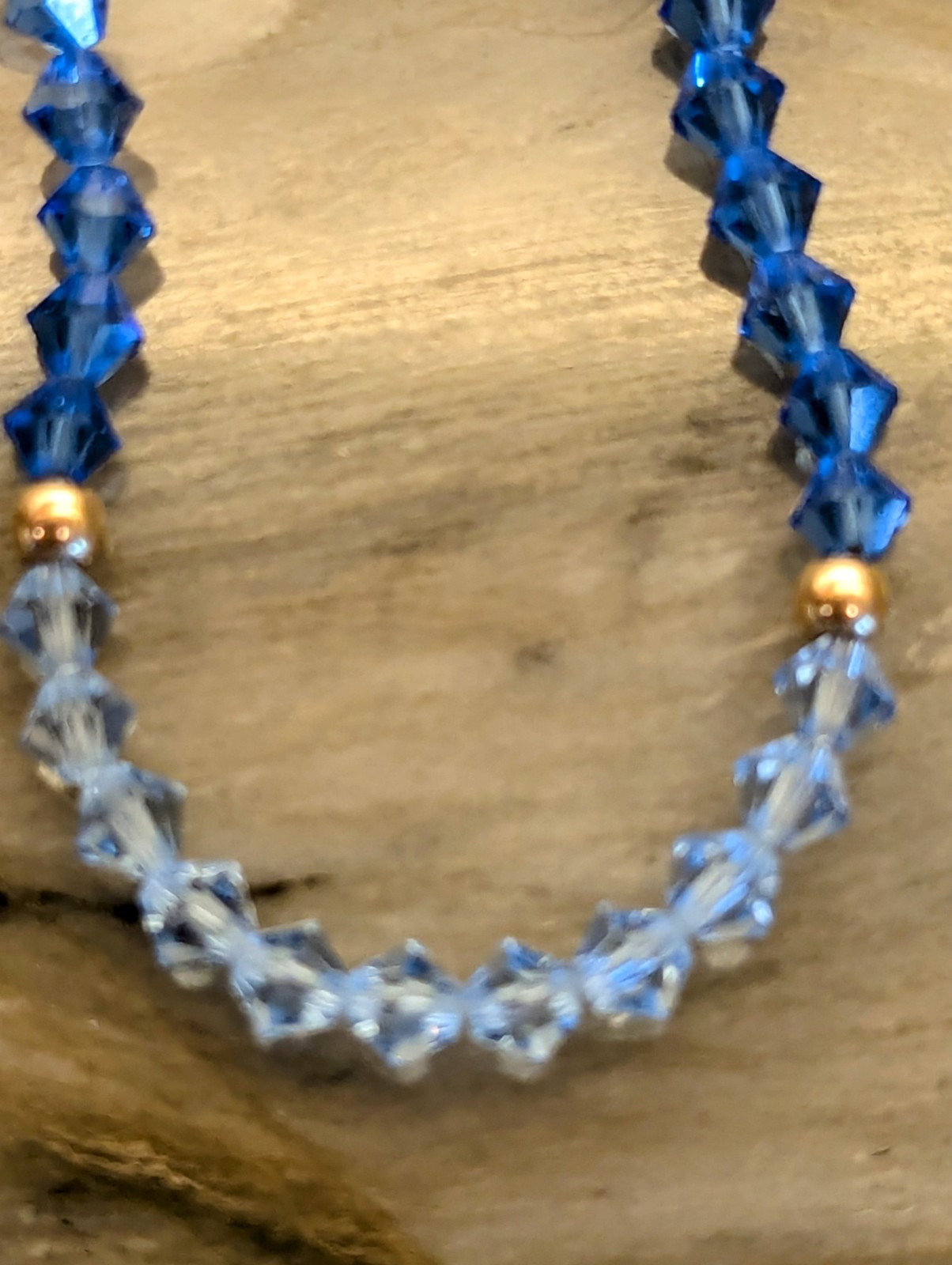 14k Gold Necklace,Bracelet & Earrings Set,Blue Lagoon Swarovski Crystal, Vtg