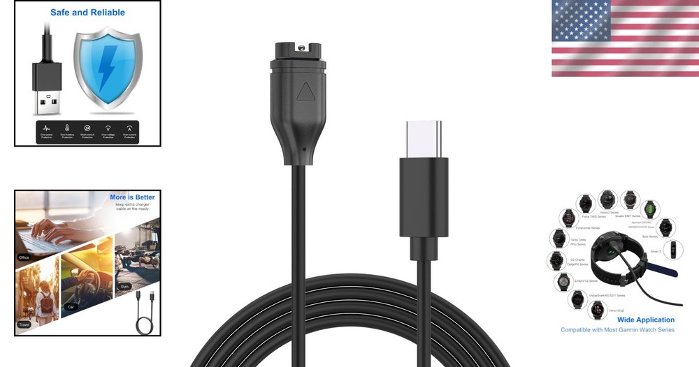 3.3 Ft USB-C Charging Cable for Garmin Devices - Versatile & Durable Design