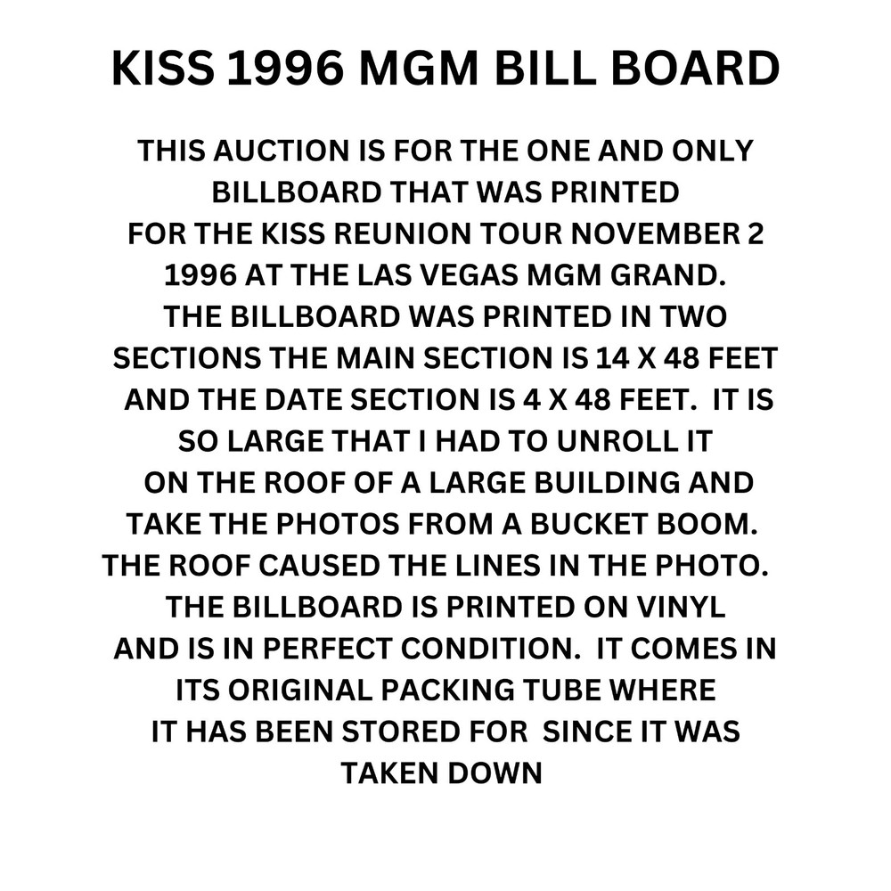 Nov 2 1996 Las Vegas Nevada KISS Bill Board Banner the only one its original