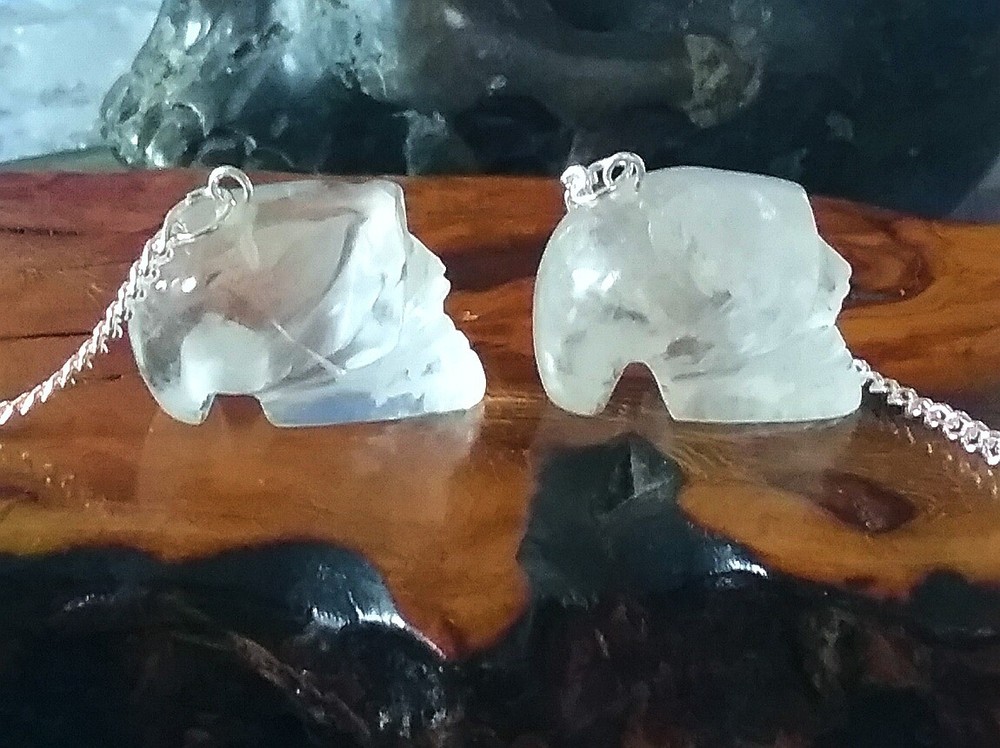 QUARTZ CRYSTAL SKULL DOWSING PENDULUM, Crystal Skull Pendulum, Quartz Skull