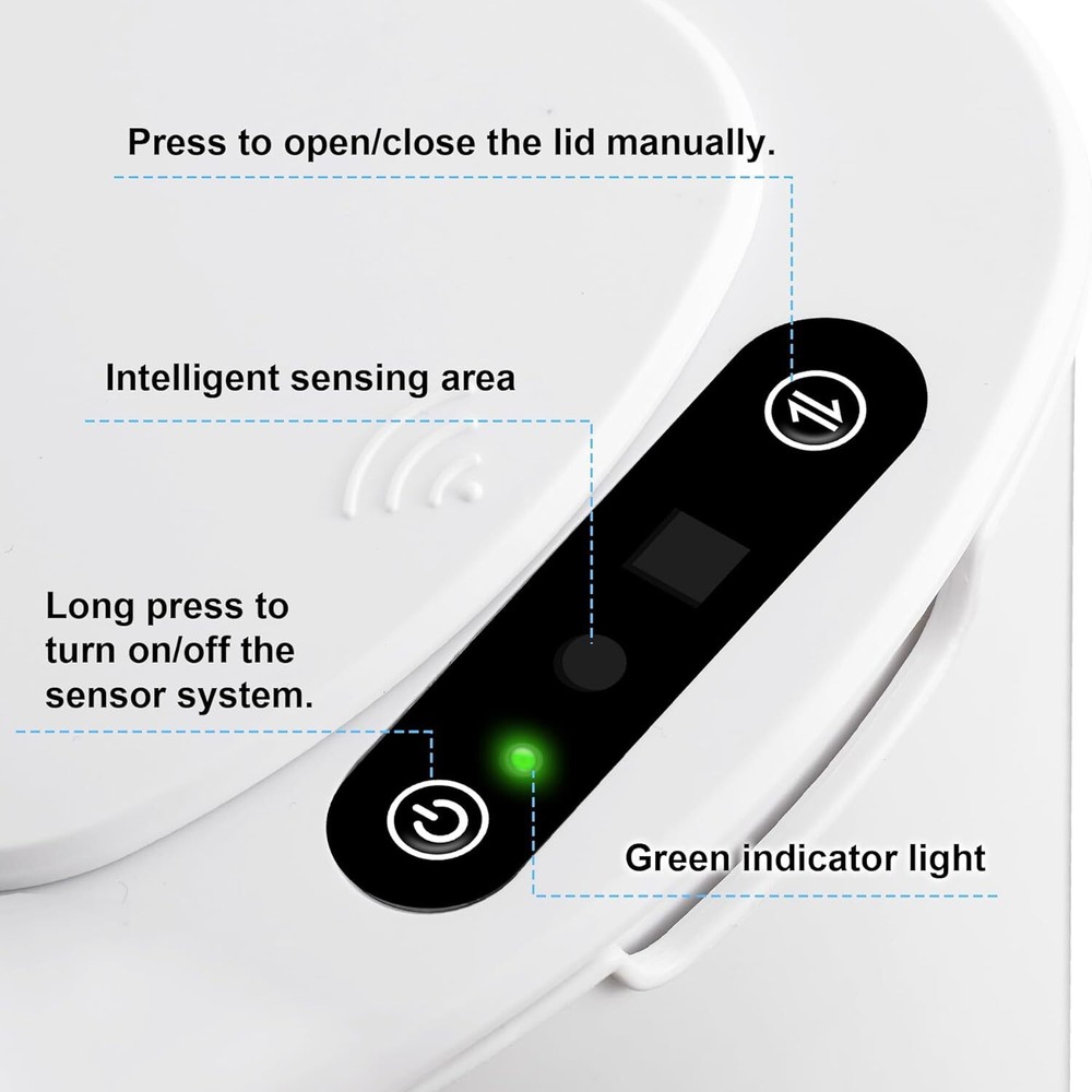 Cesun 5 Gallon Automatic Bathroom Trash Can, Touchless Motion Sensor White
