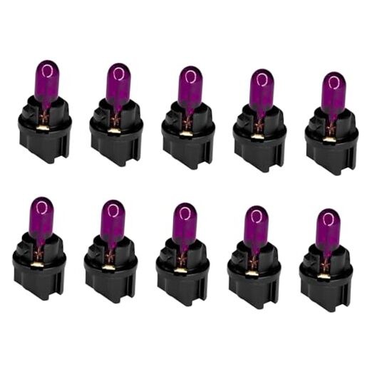 10PCS Car T5 Instrument Light, Car Dashboard Halogen Bulbs，12V 1.2W Purple