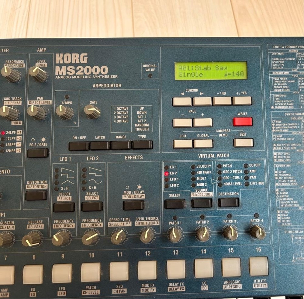 KORG MS2000 Virtual Analog Synthesizer 44-Key Vocoder Keyboard Tested Working