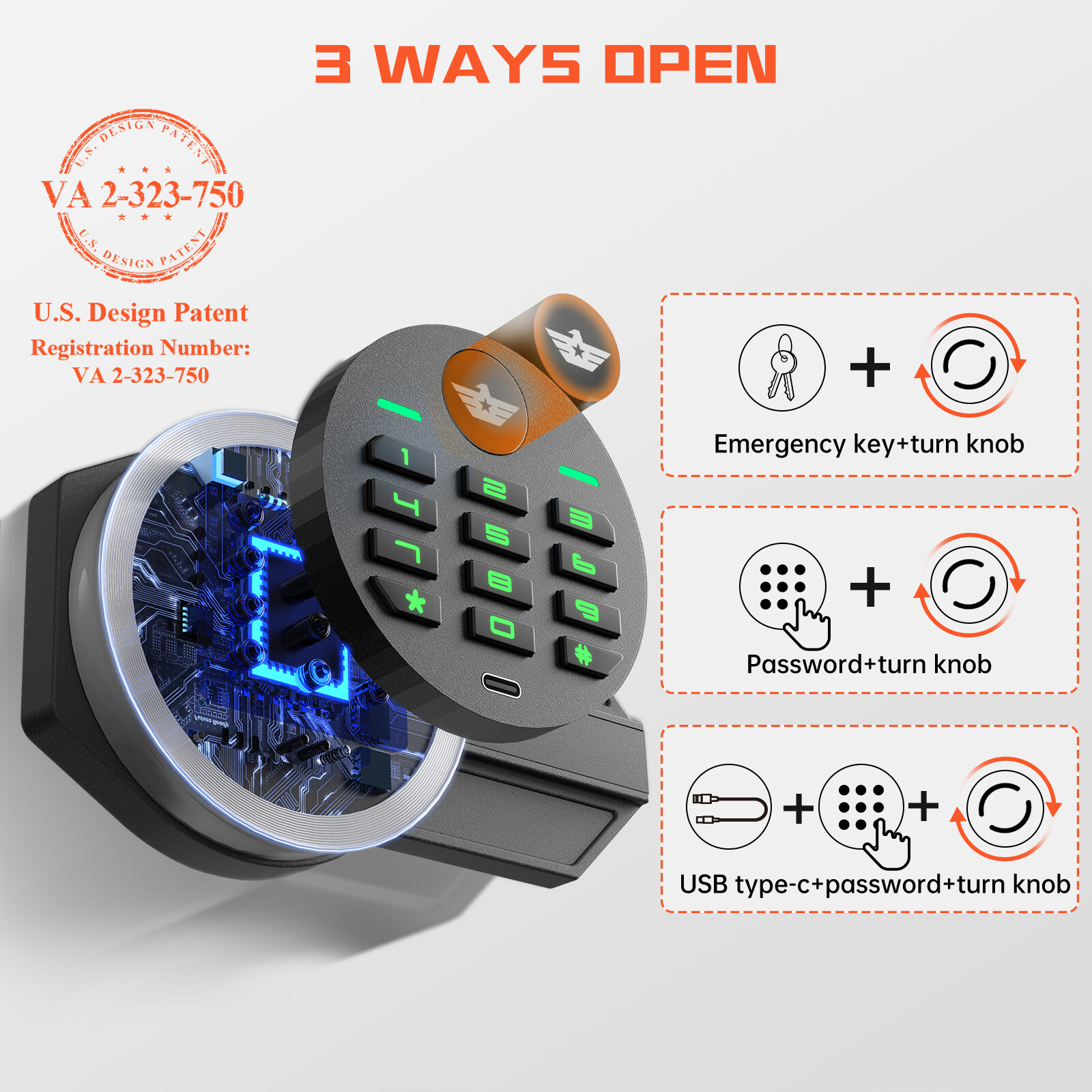 Safe, 8.0 Cuft Triple Door Safe Box for Home with Drop Slot & Adjustable Shelf